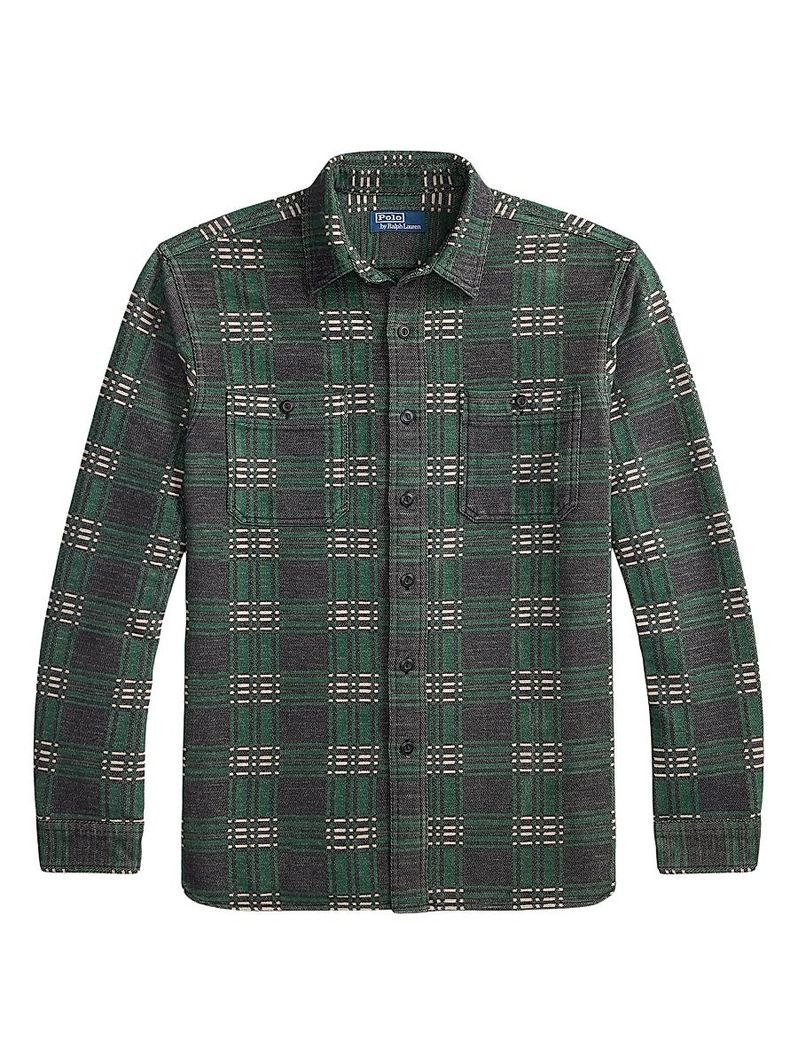 Men's Two-Sided Jacquard Flannel Shirt - Forest Black Jacquard - Size XXL