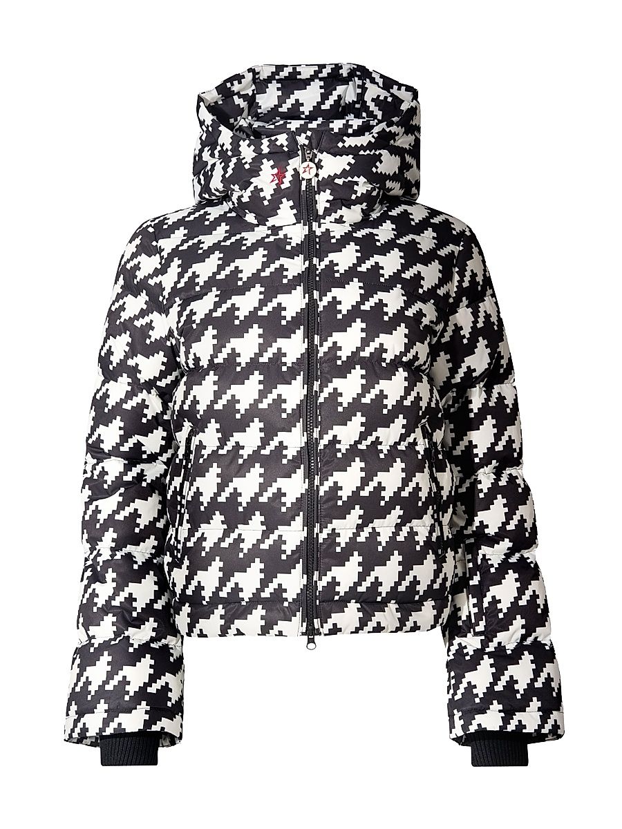 Women's Polar Flare Houndstooth Down Ski Jacket - Black White Houndstooth - Size XL
