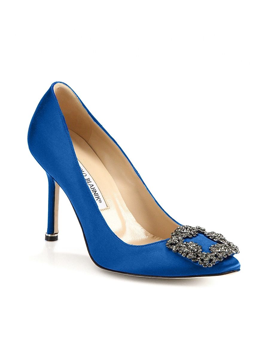 Women's Hangisi 105MM Embellished Satin Pumps - Cobalt Blue - Size 5