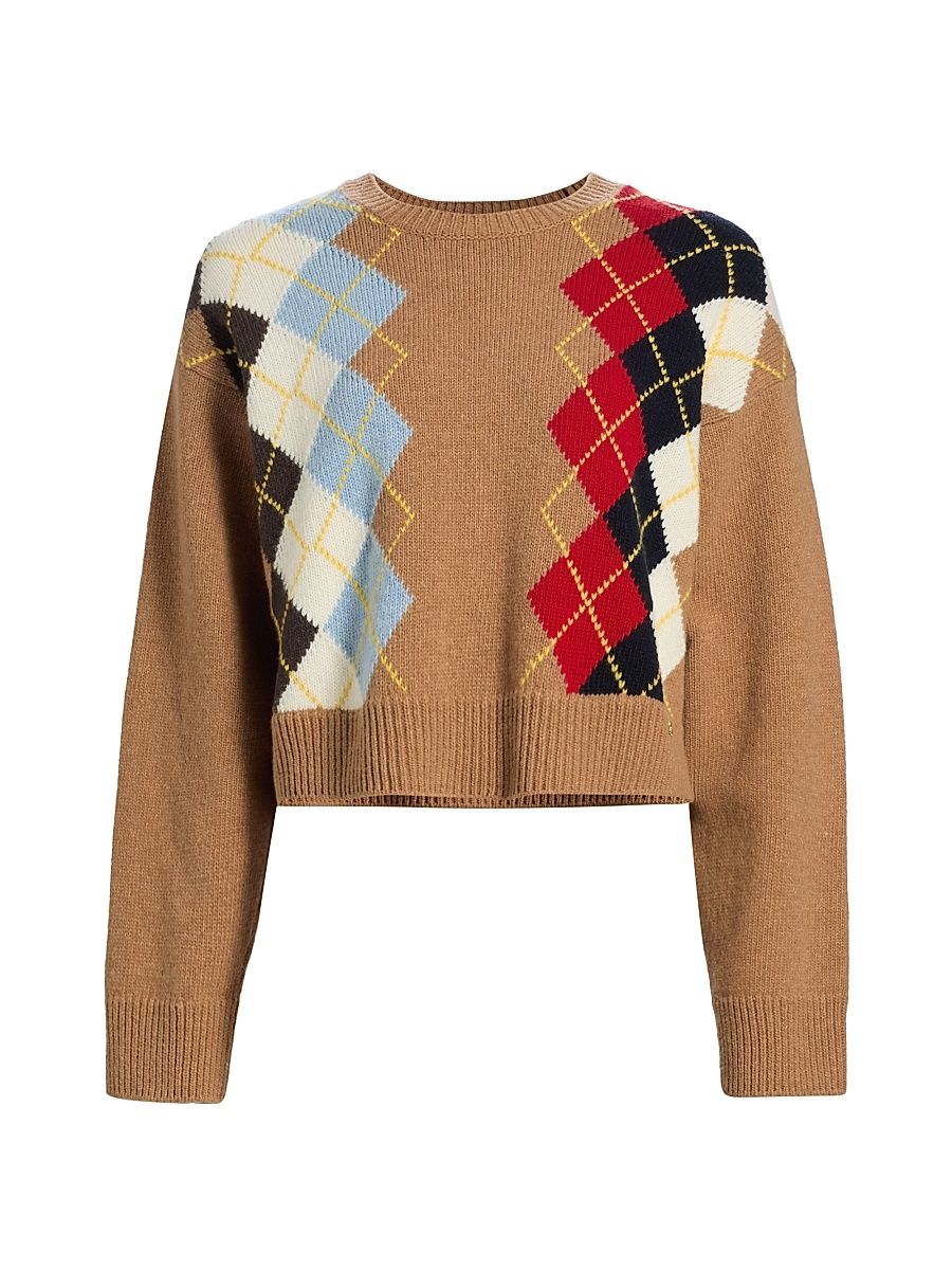 Women's Argyle-Knit Wool-Blend Sweater - Incense - Size XXS