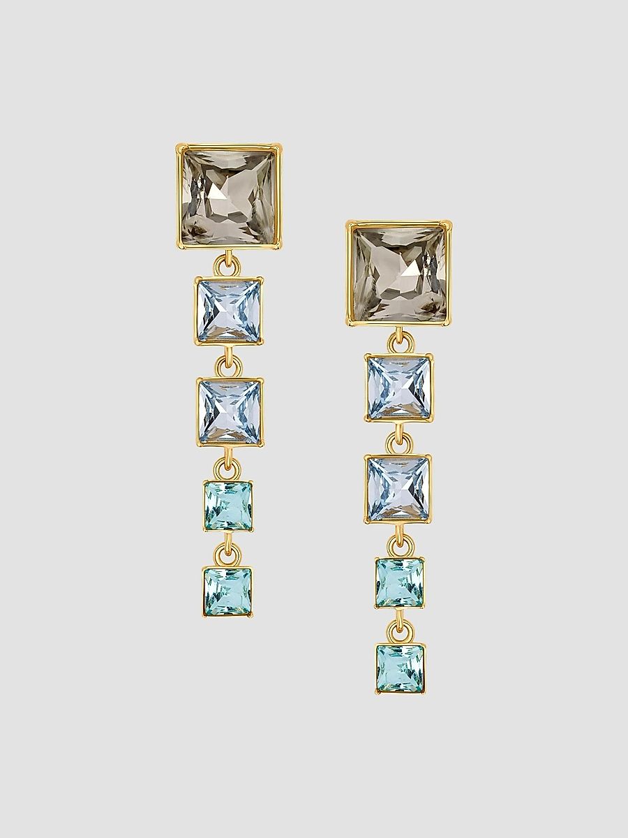 Oscar de la Renta Women's 24K-Gold-Plated & Glass Crystal Drop Earrings - Sapphire