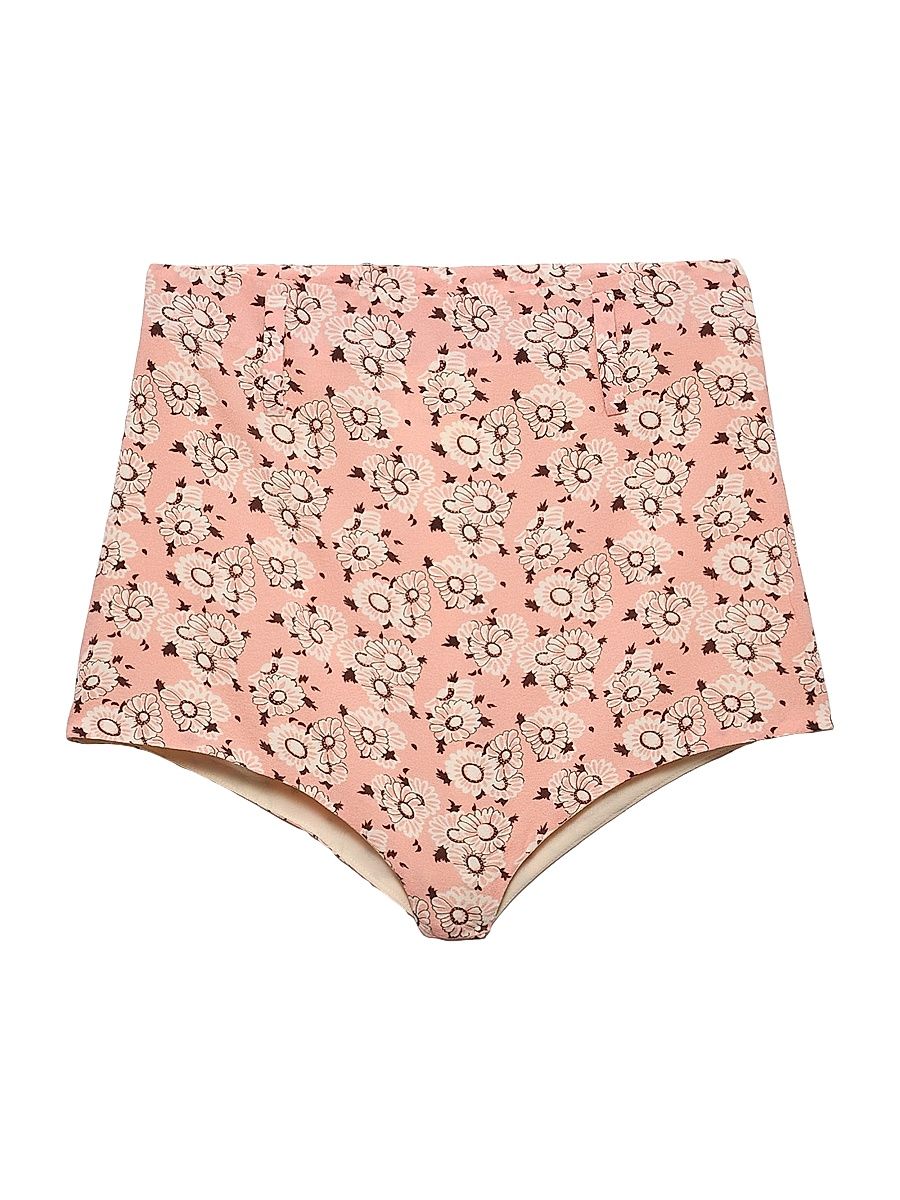 Women's Floral Print Georgette Briefs - Pink - Size 4