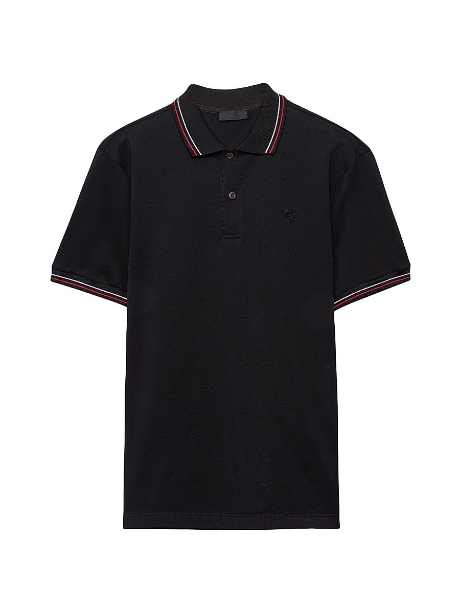 Men's Short-Sleeved Piqué Polo Shirt - Black - Size Medium