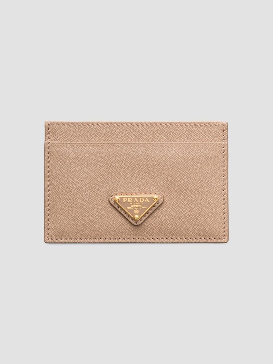 Prada Women's Saffiano Leather Card Holder - Beige