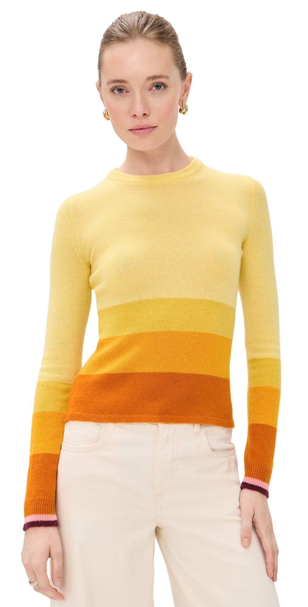 La DoubleJ Tones Cashmere Crew Neck Sweater Yellow S
