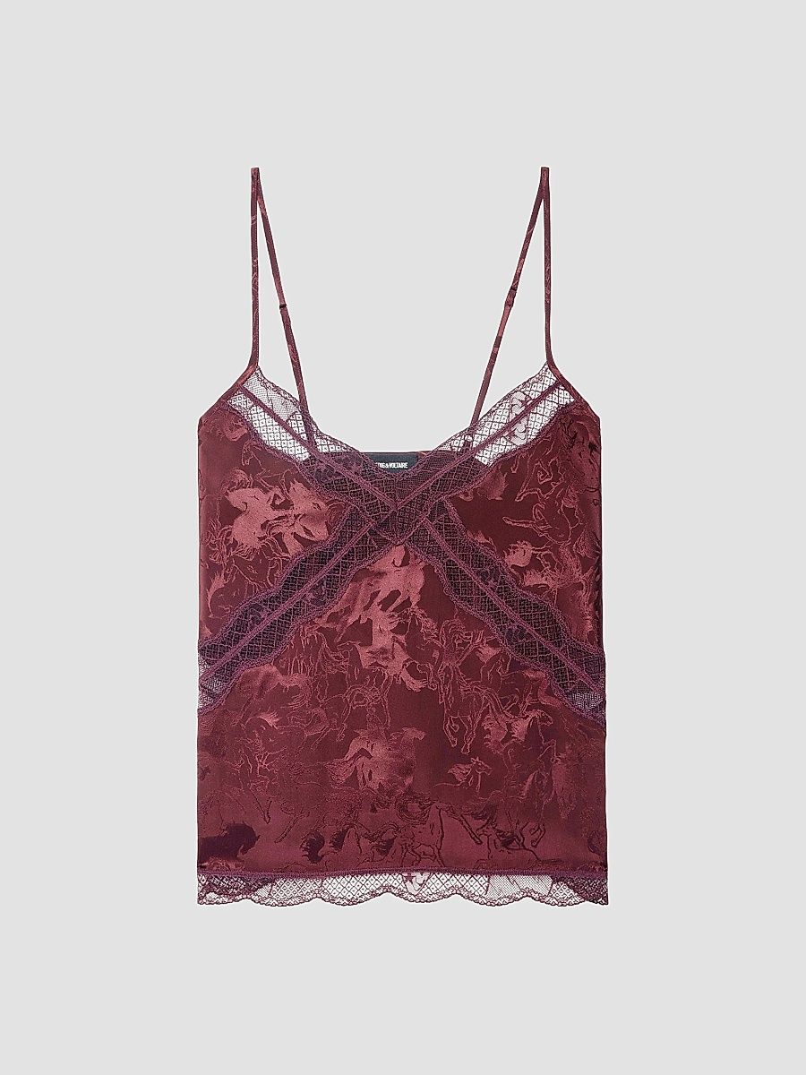 Zadig & Voltaire Women's Cishi Jac Horses Silk Camisole - Burgundy - Size Medium