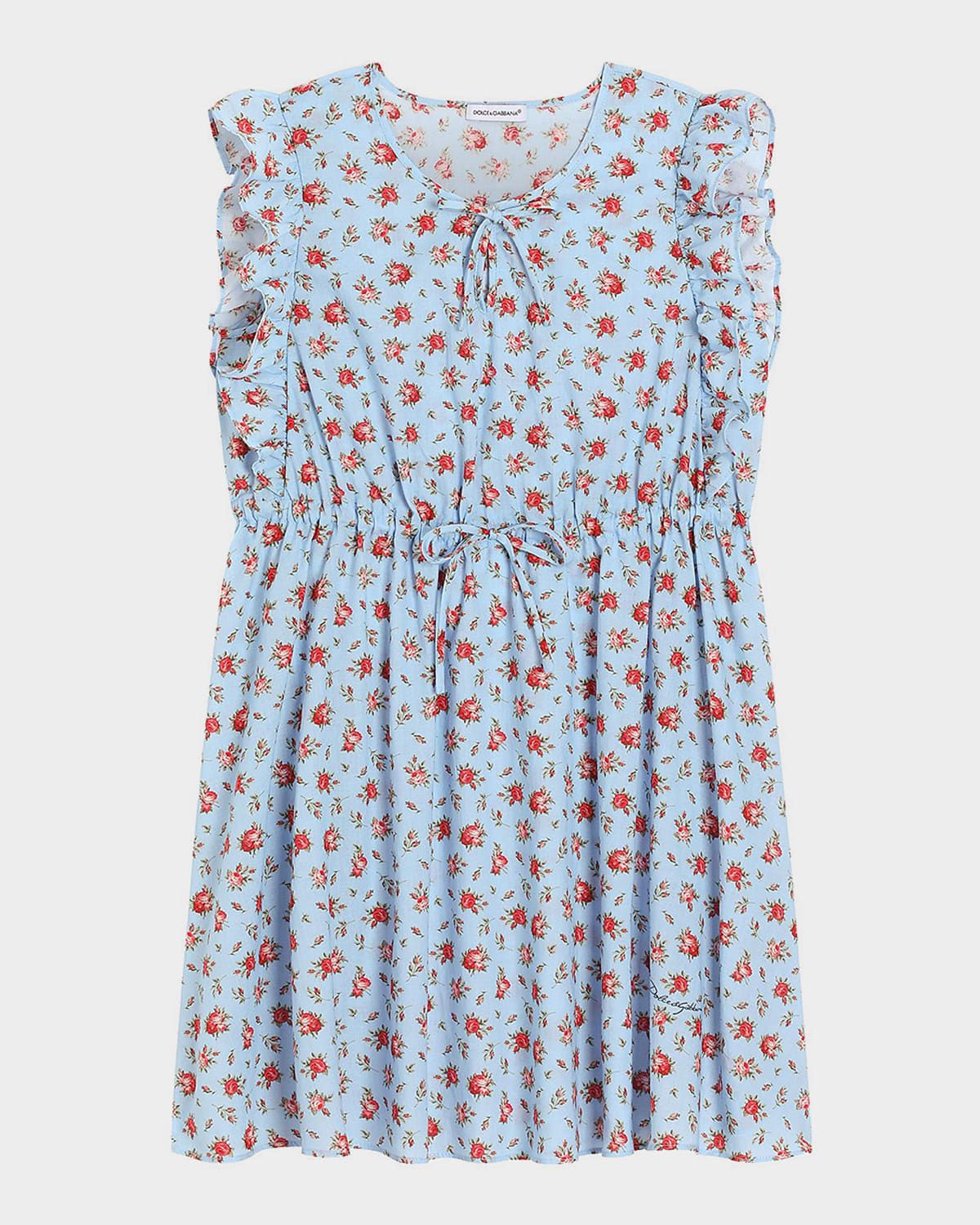 Girl & apos;s Small Rose-Print Cotton Muslin Dress, 8-14