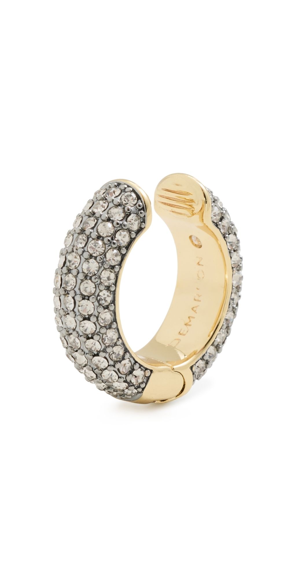DEMARSON Lili Pave Ear Cuff 2.0 GOLD/GUNMETAL/CRYSTAL One Size