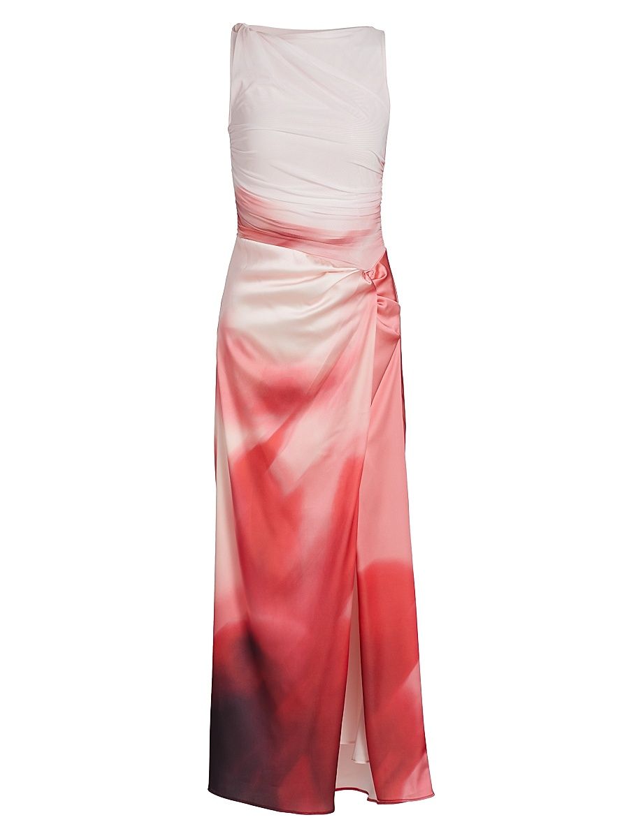 Women's Brianna Dyed Mesh Satin Maxi Dress - Rosewater Haze - Size 10