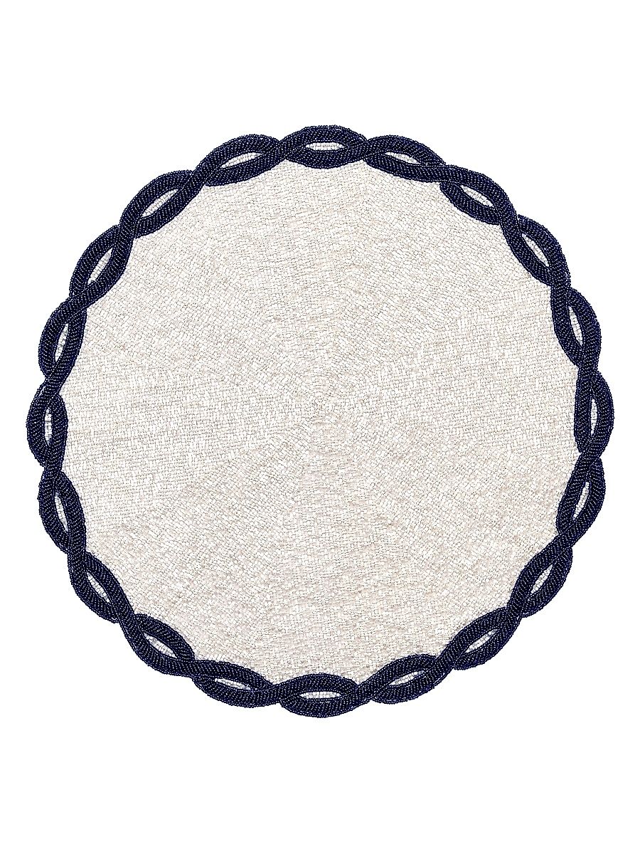 Infinity Beaded Placemat - White Navy