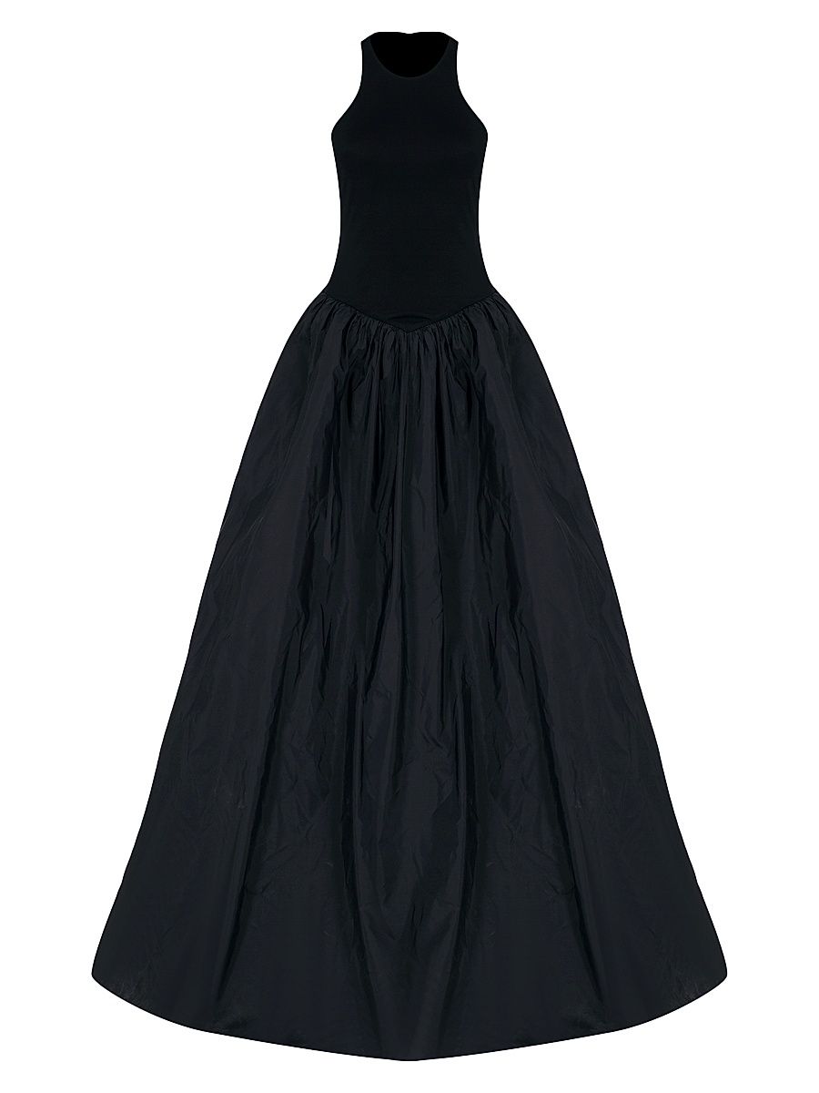 Women's Cate Silk Fit-And-Flare Sleeveless Gown - Black Oyster - Size 4