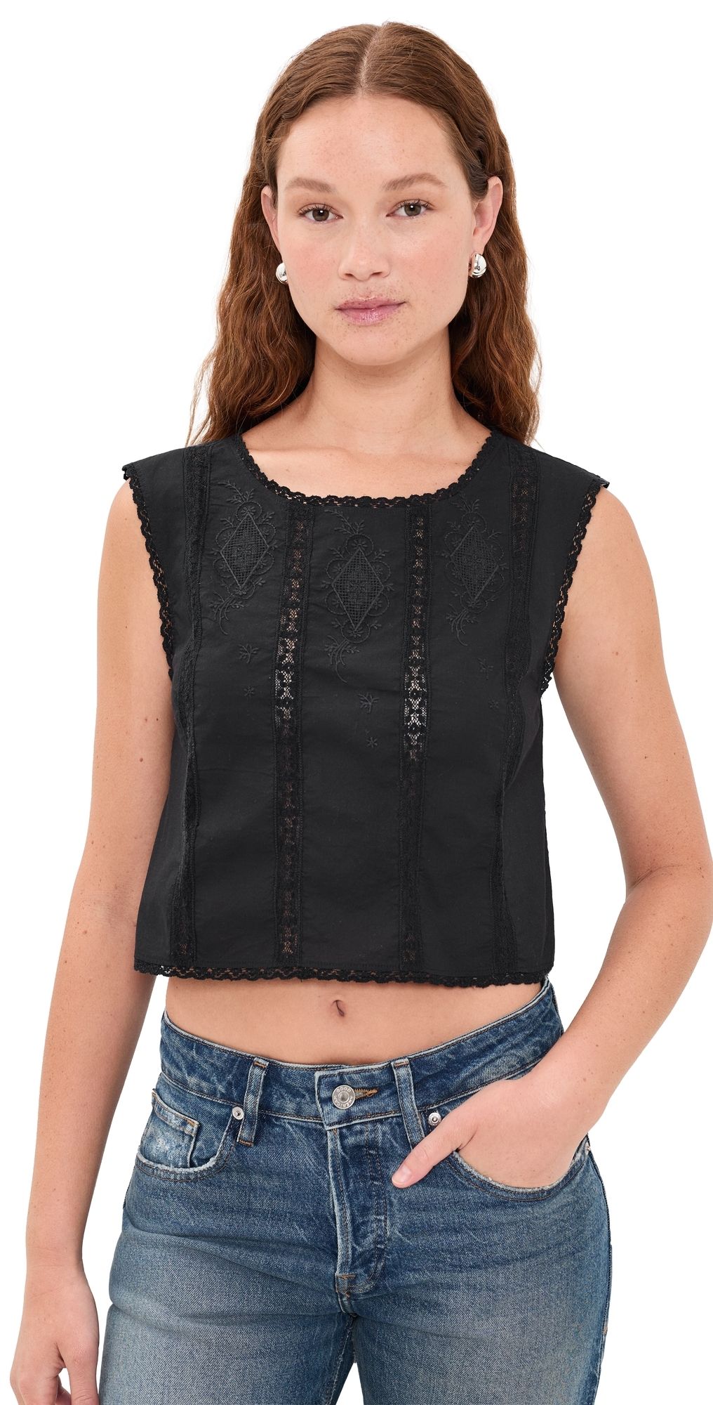 Madewell Alana 60s Cambric Blouse Jet Black L