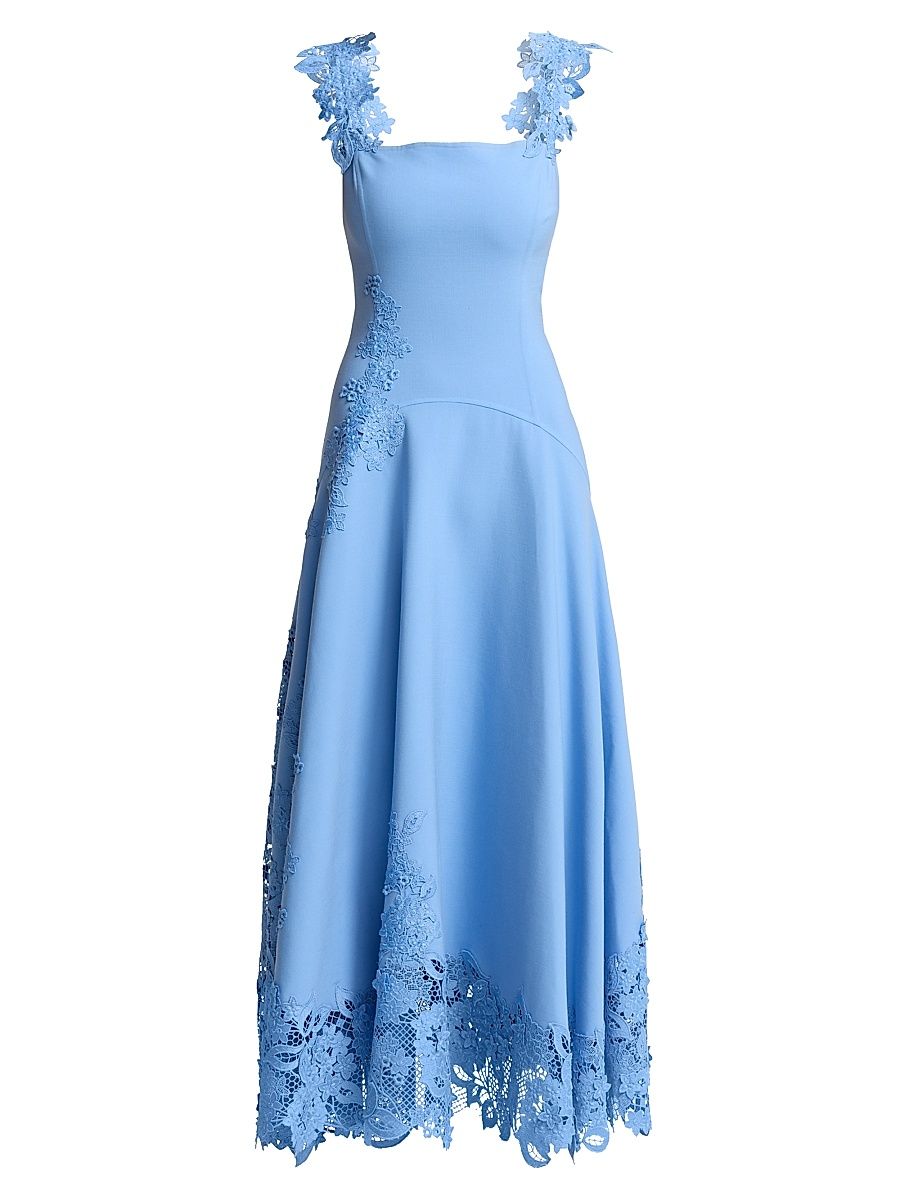 Women's Porcelain Flower Guipure Cocktail Dress - Hydrangea - Size 4