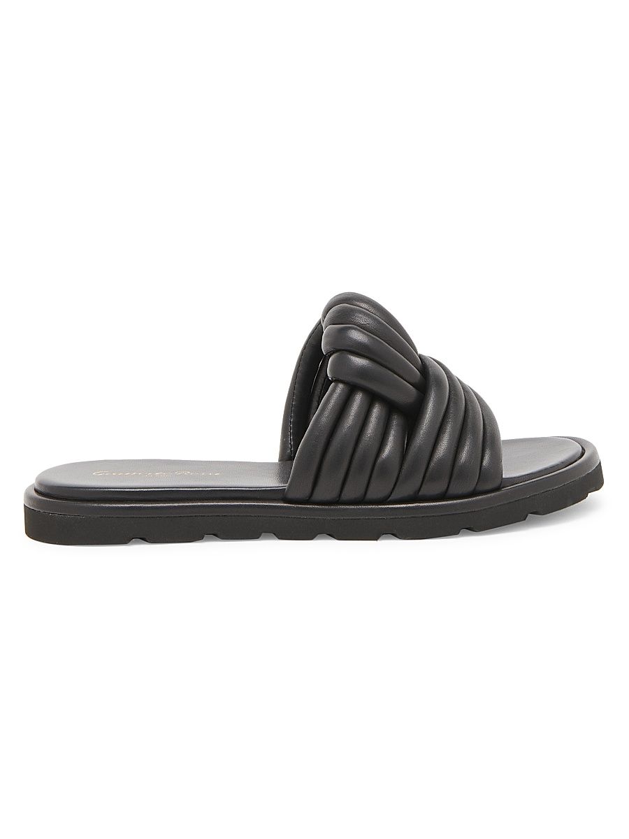 Women's Ottavia Woven Leather Flat Sandals - Black - Size 9.5