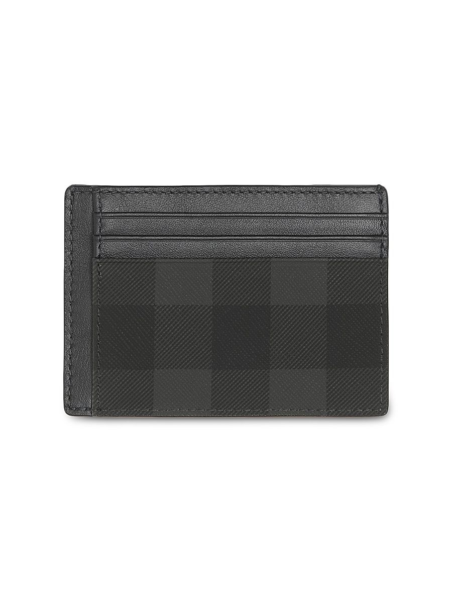 Men's Chase Check Print Clip & Card Wallet - Charcoal