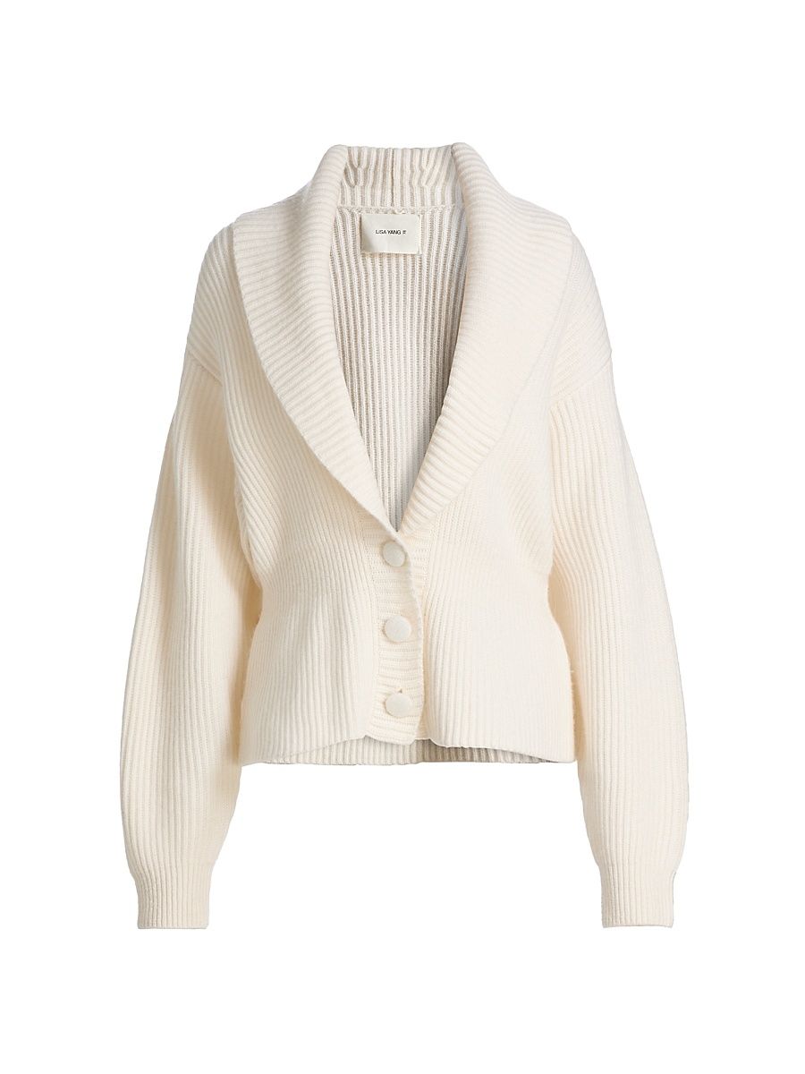 Women's Alessandra Ribbed Cashmere Cardigan Jacket - Cream - Size Medium