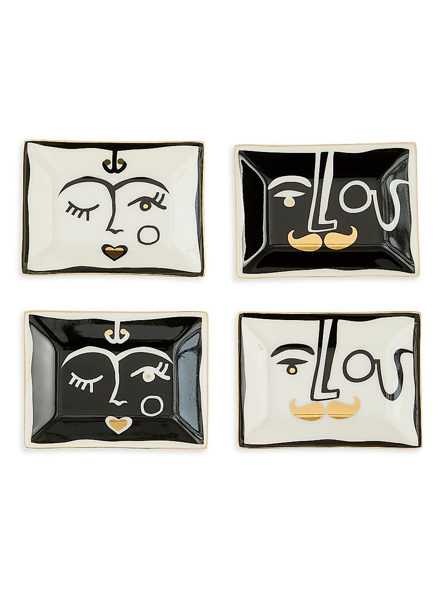 Marseilles 4-Piece Petite Tray Set - White Black