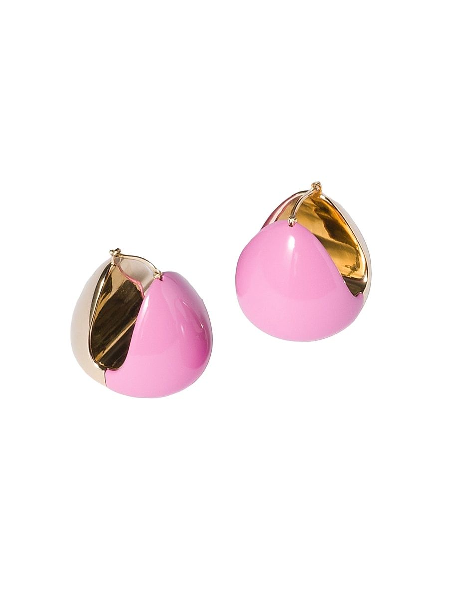 Women's Enameled Metal Earrings - Pink