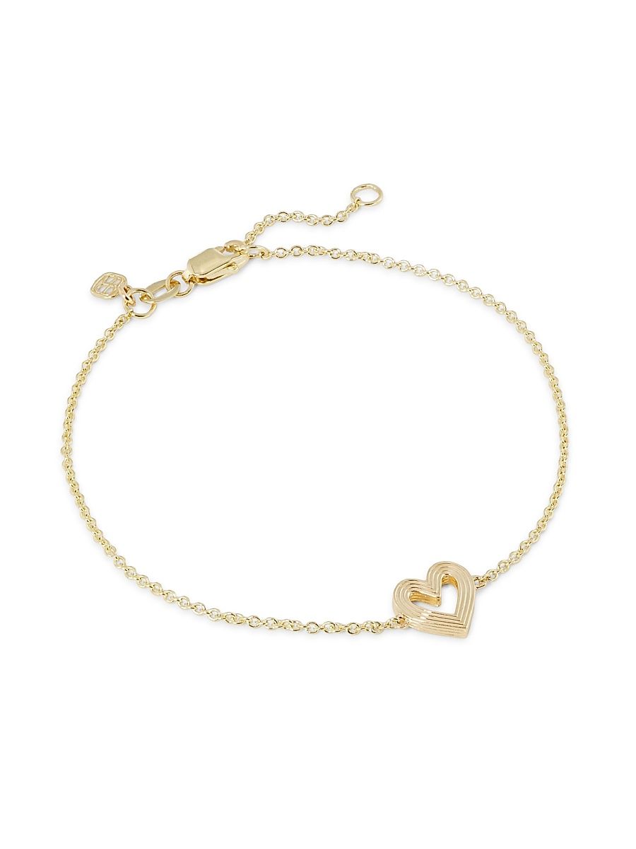 Women's Love Notes 14K Yellow Gold Fluted Heart Bracelet - Yellow Gold