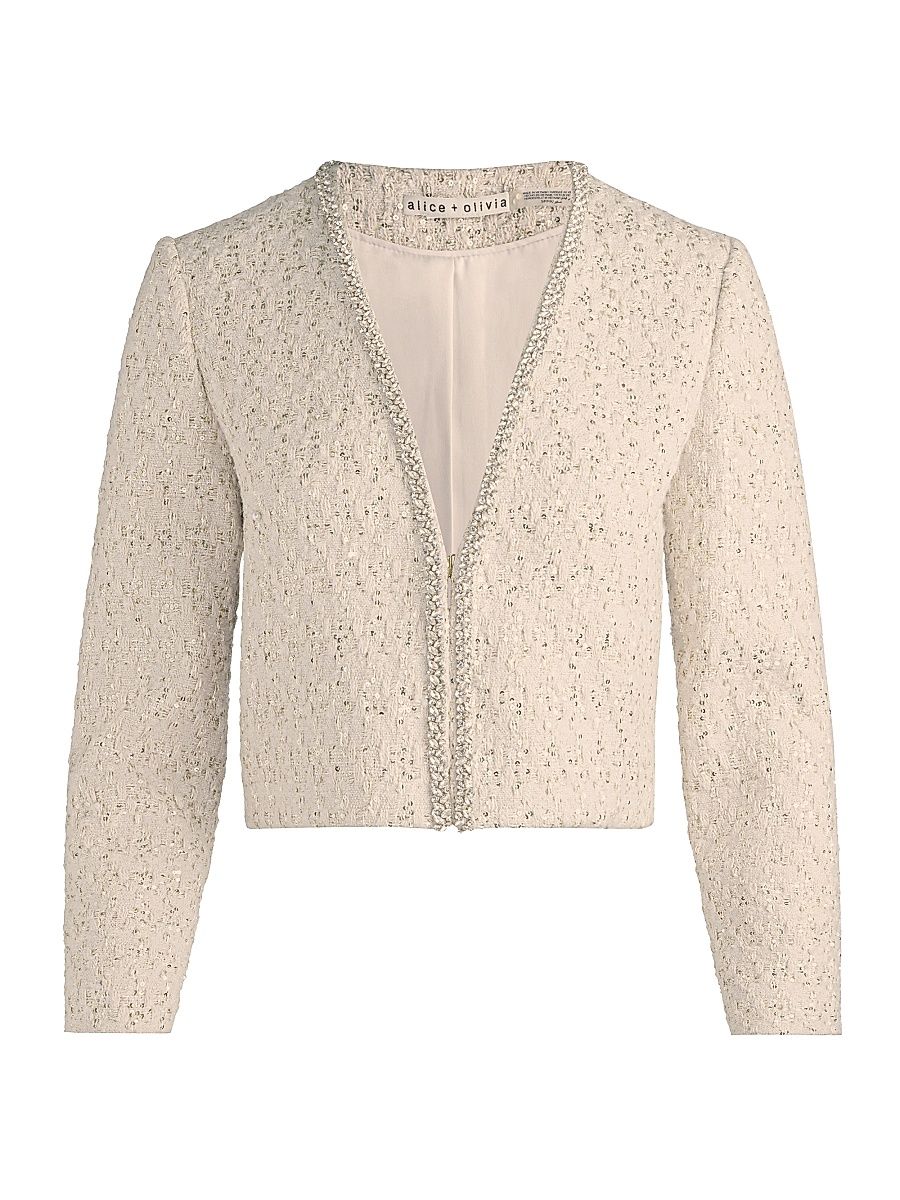 Women's Kidman Embellished Crop Jacket - Natural - Size Large