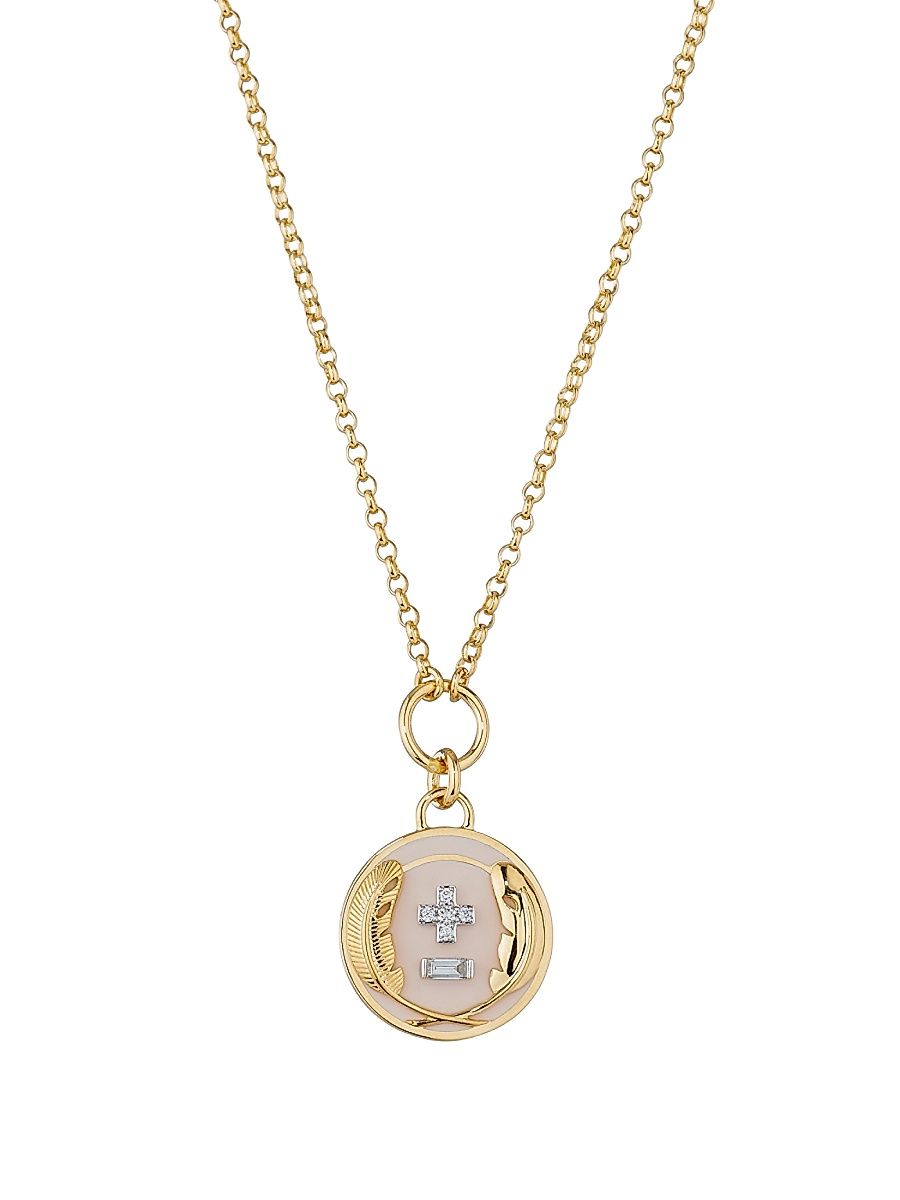 Women's Vivacity Two-Tone 18K Gold, Enamel & 0.15 TCW Diamond Pendant Necklace - Yellow Gold
