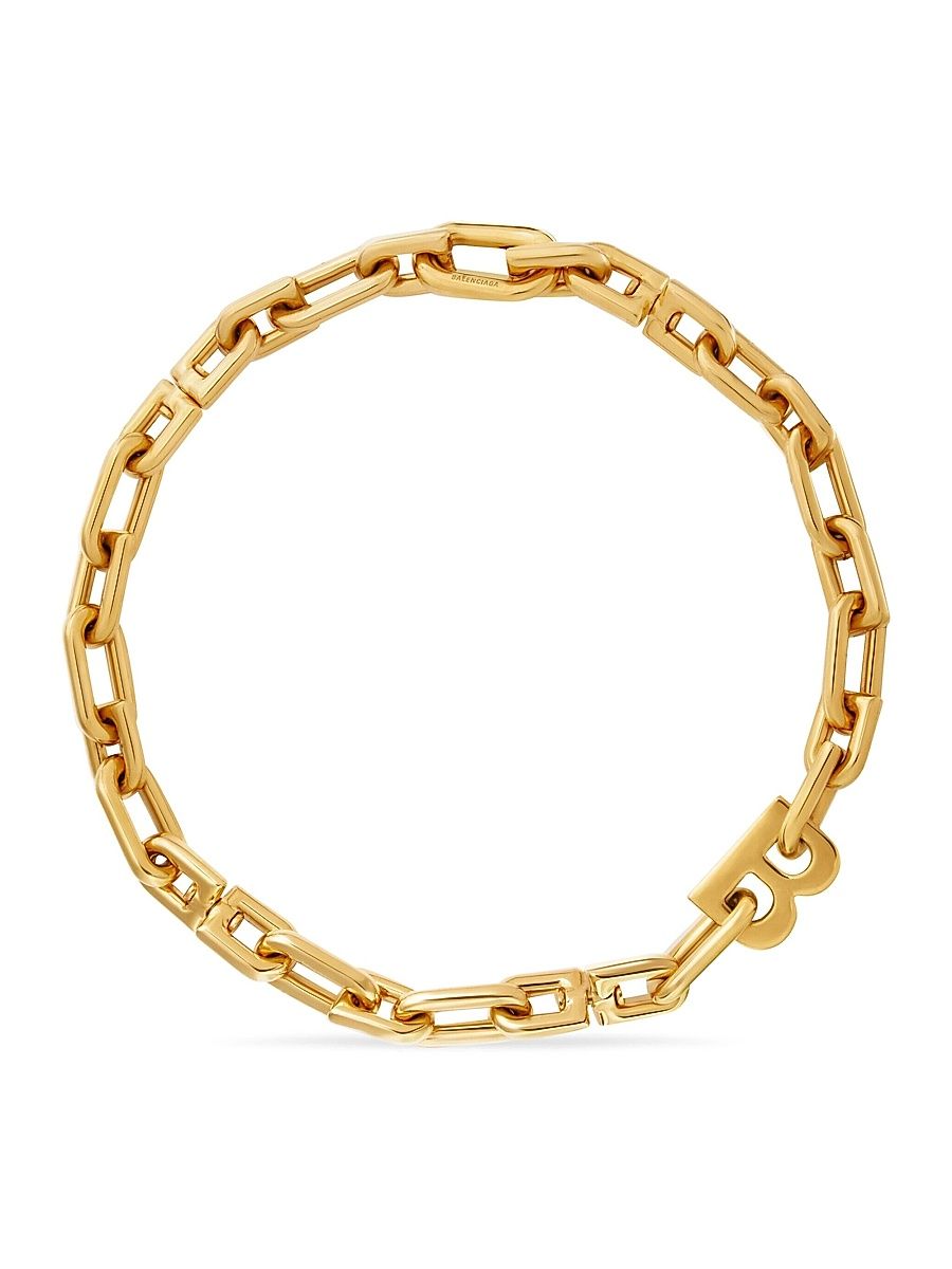 Men's B Chain Thin Necklace - Gold