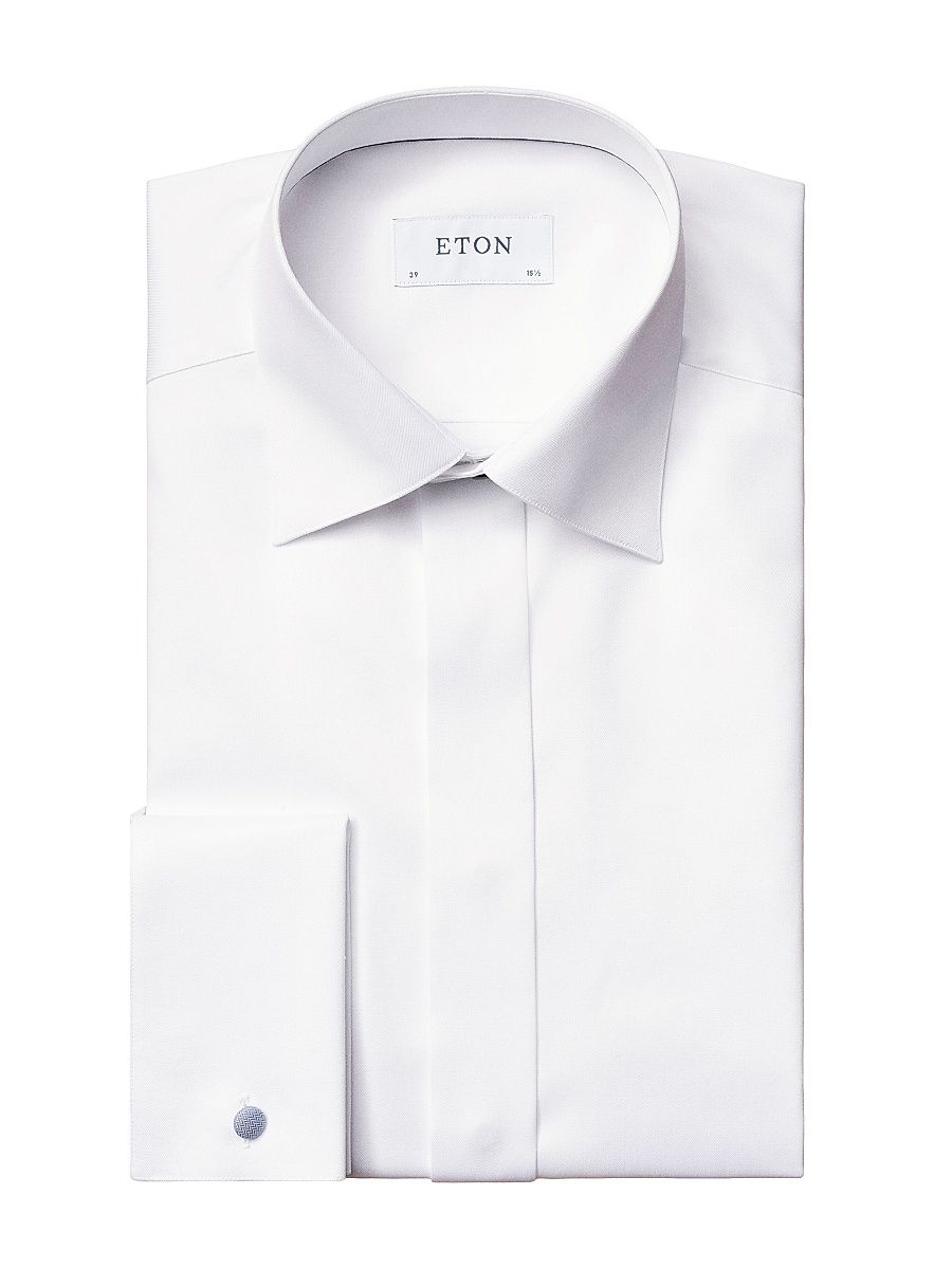 Men's Contemporary-Fit Fly Front Formal Shirt - White - Size 16.5
