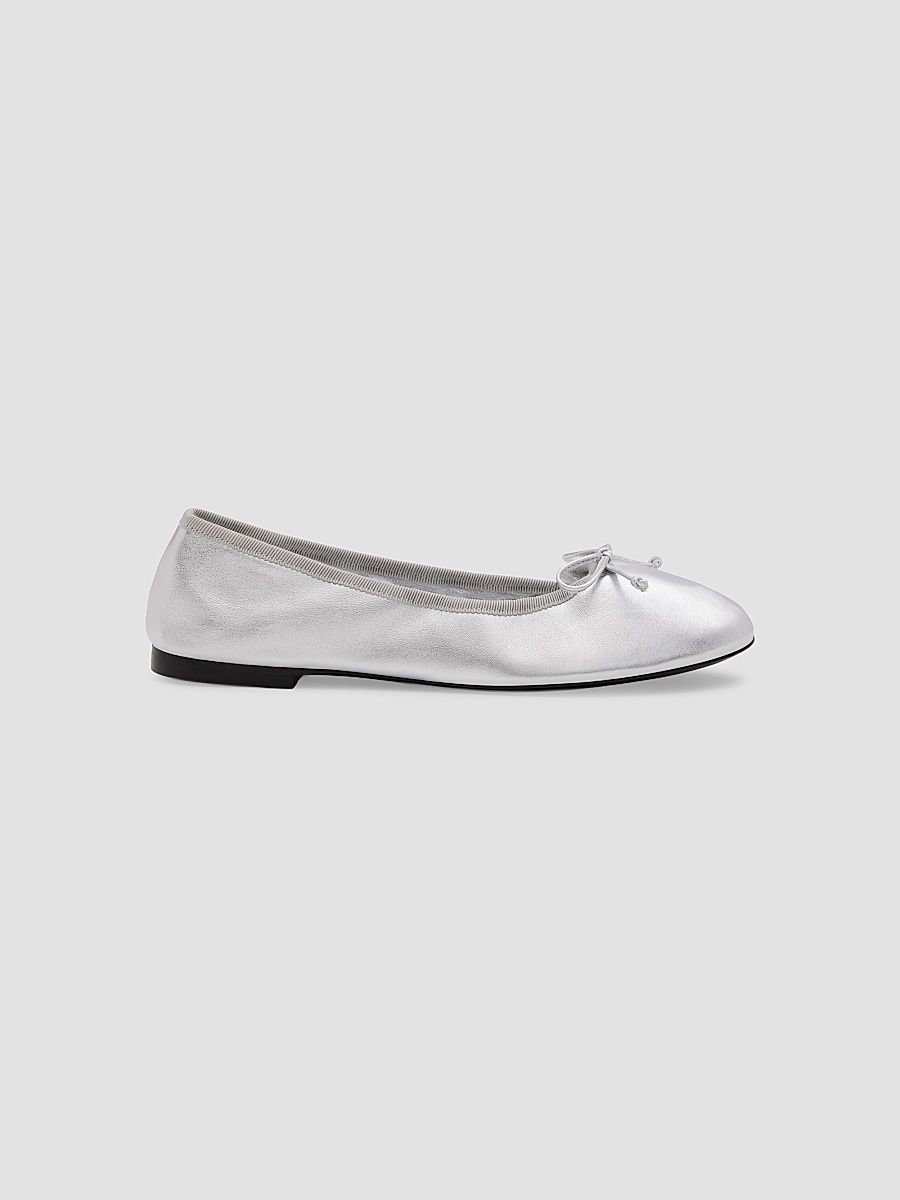 Women's Nia Leather Ballerina Flats - Silver - Size 10