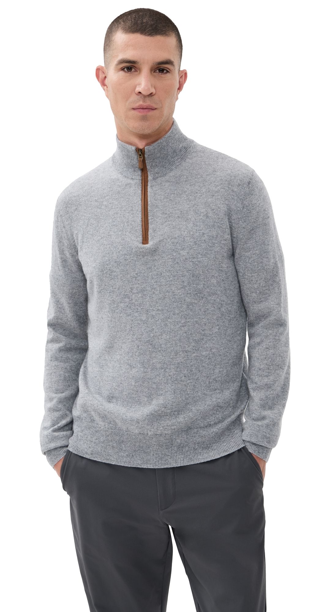 RLX Ralph Lauren Washable Cashmere Half Zip Sweater Steel Grey Heather S