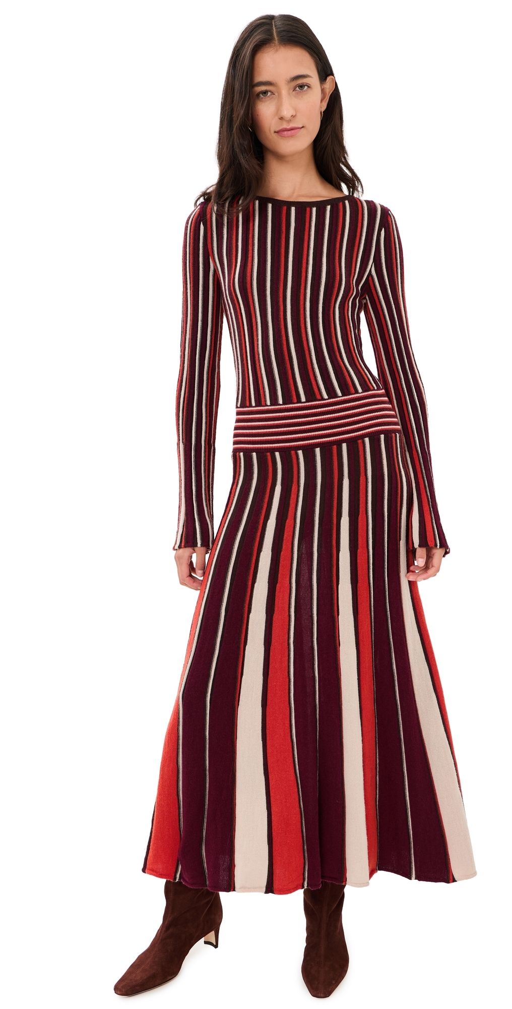 Ramy Brook Hope Dress Cranberry Stripe S
