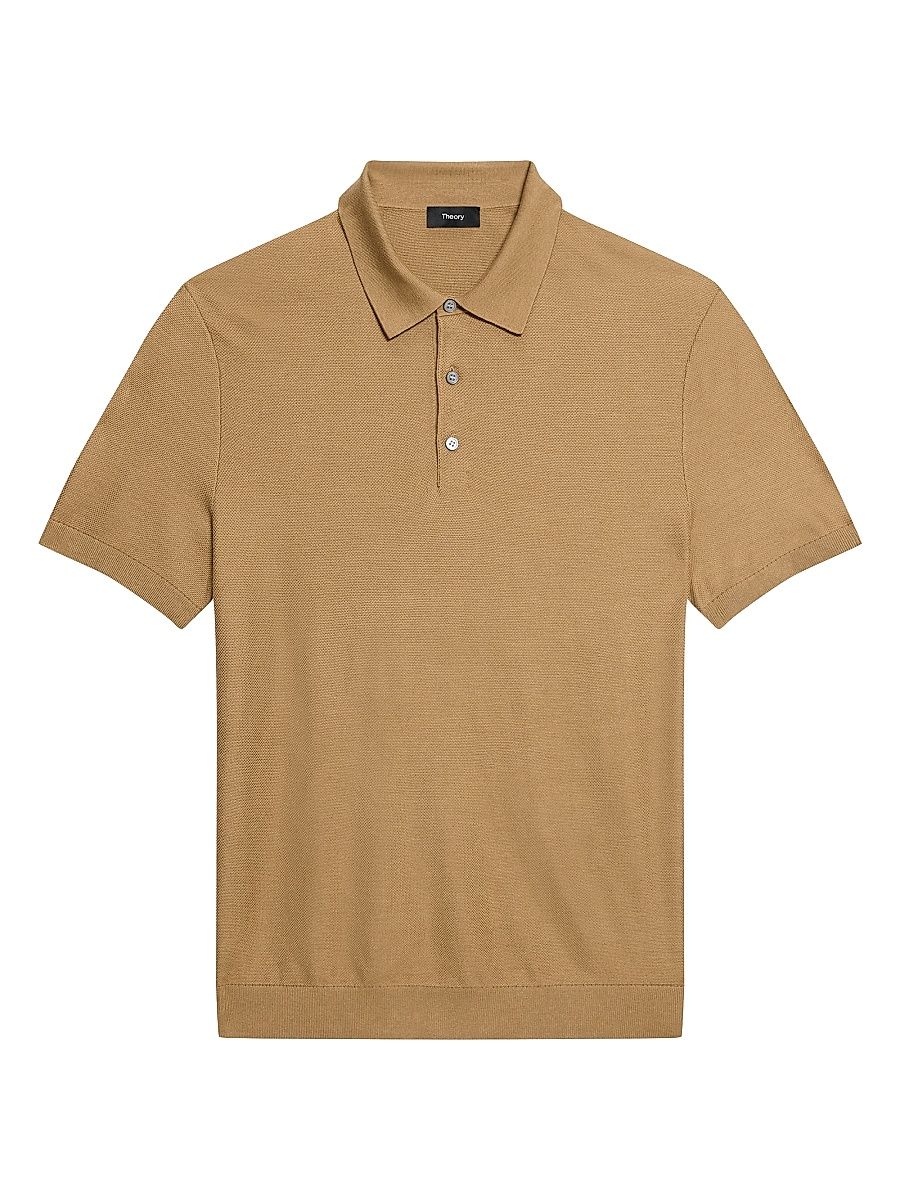 Men's Silk-Cotton Polo Shirt - Fresh Khaki - Size Small