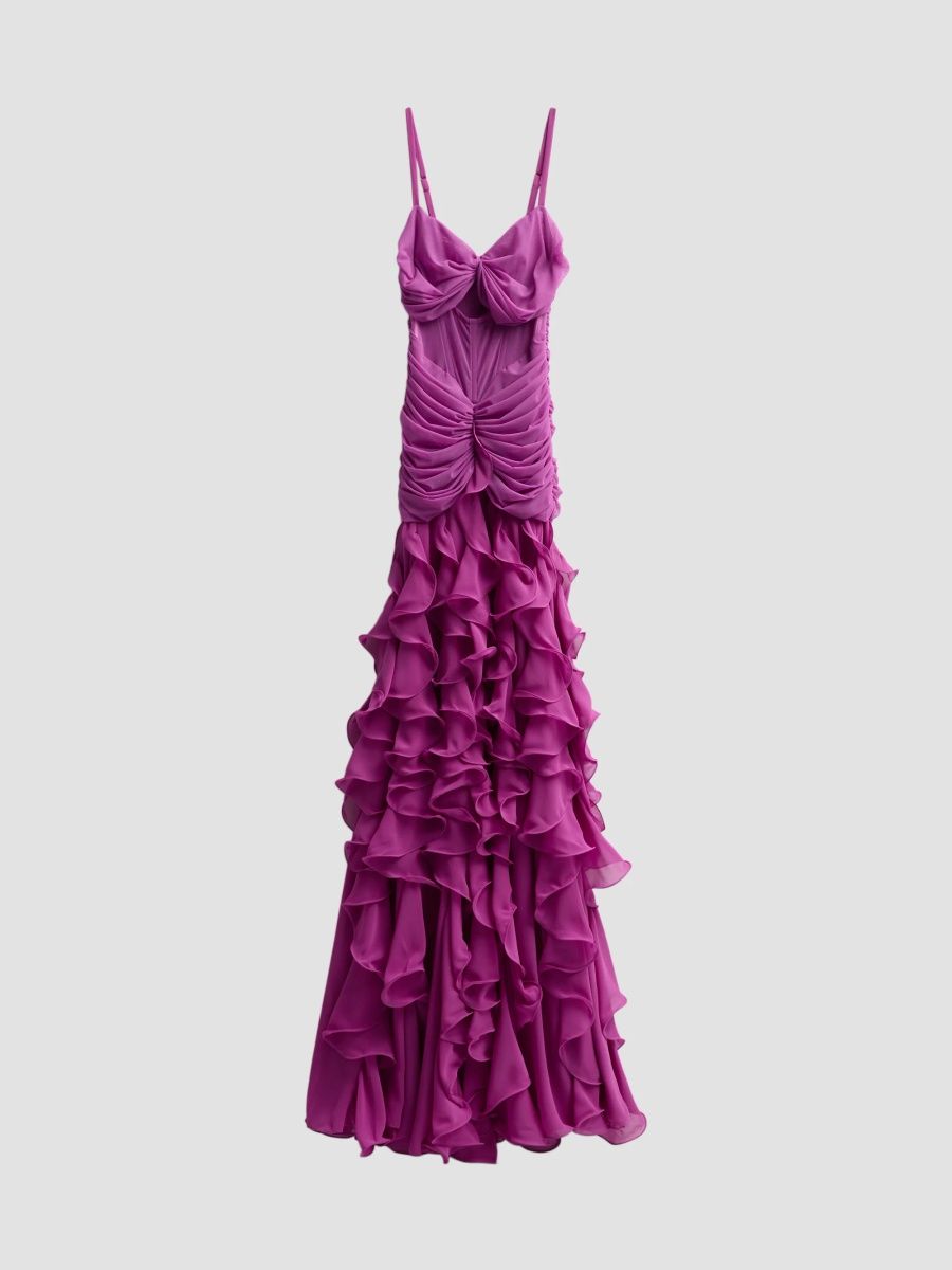 PatBO Women's Gloria Chiffon Ruffle Maxi Dress - Purple - Size 8