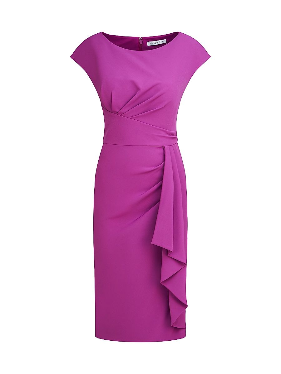 Women's Linden Draped Crepe Cocktail Dress - Light Cerise - Size 12