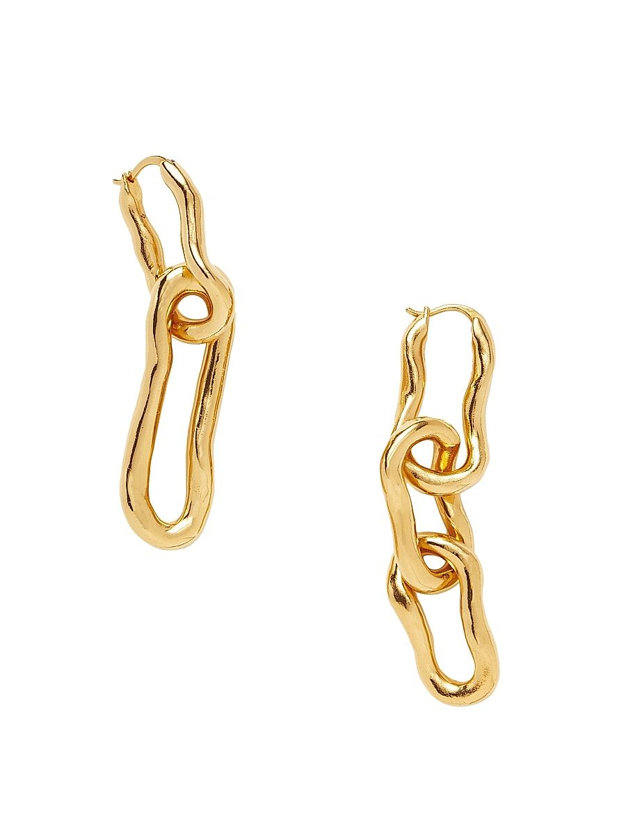 Women's Molten 18K-Gold-Plated Mismatched Drop Earrings - Yellow Gold