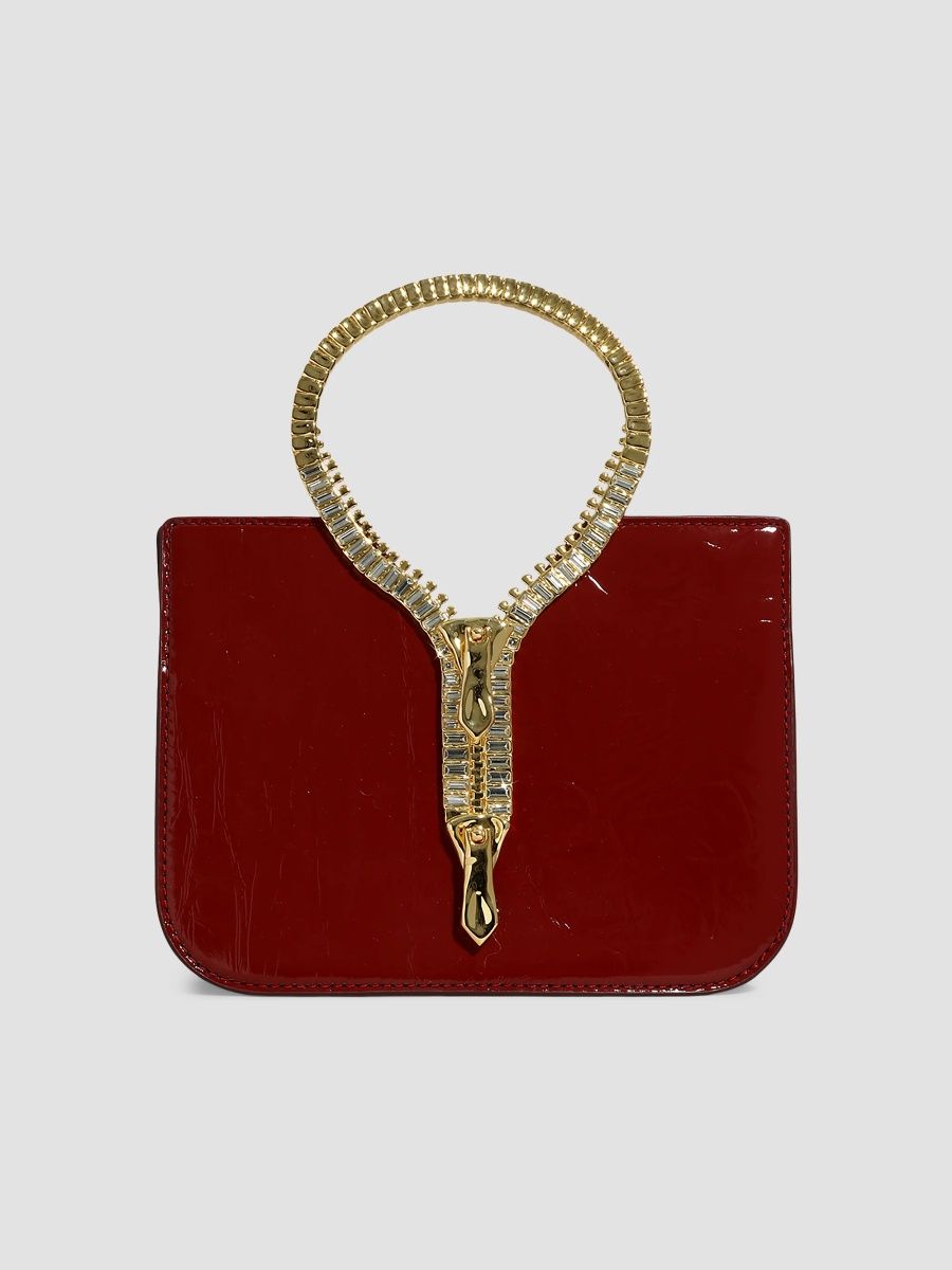 Alexis Bittar Women's 14K-Gold-Plated Zipper & Patent Leather Top Handle Bag - Burnt Cranberry