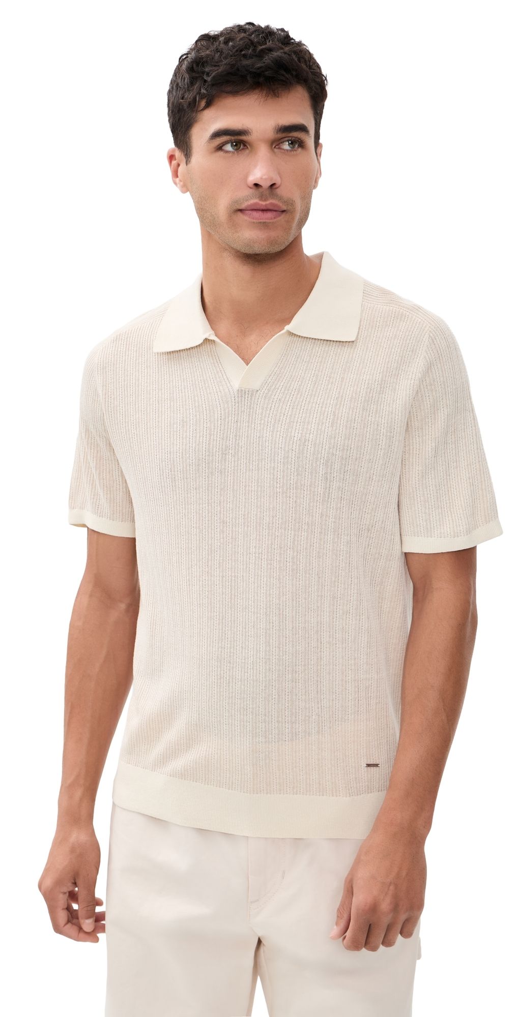 SIMKHAI Radcliffe Knit Polo Off White Multi L