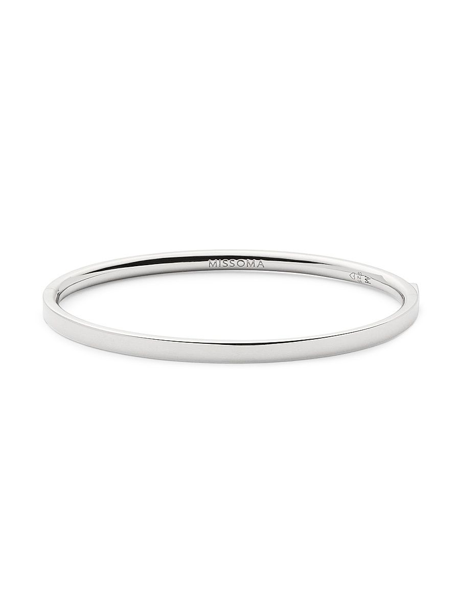 Women's Magma 18K-Gold-Plated Or Rhodium-Plated Hinged Bangle - Silver - Size Medium