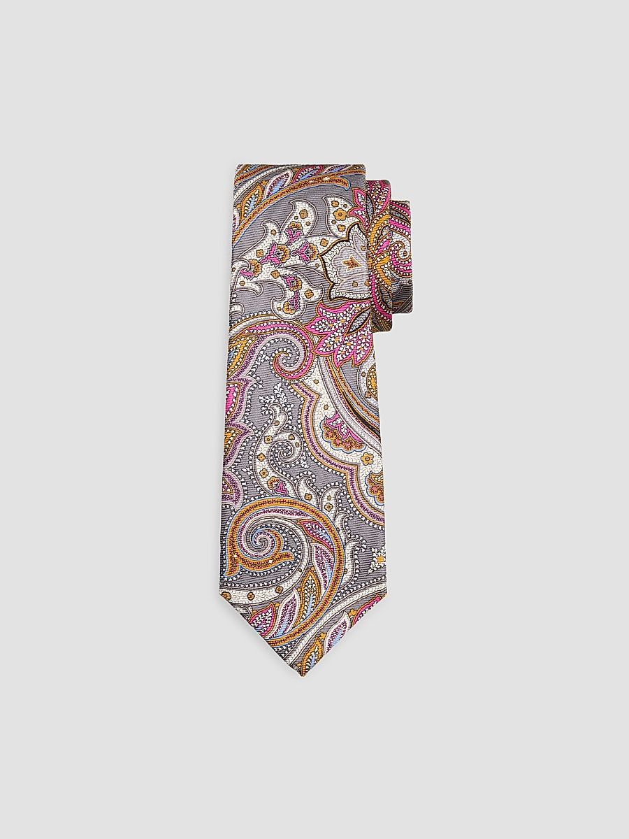 Men's Paisley Silk Tie - Pink