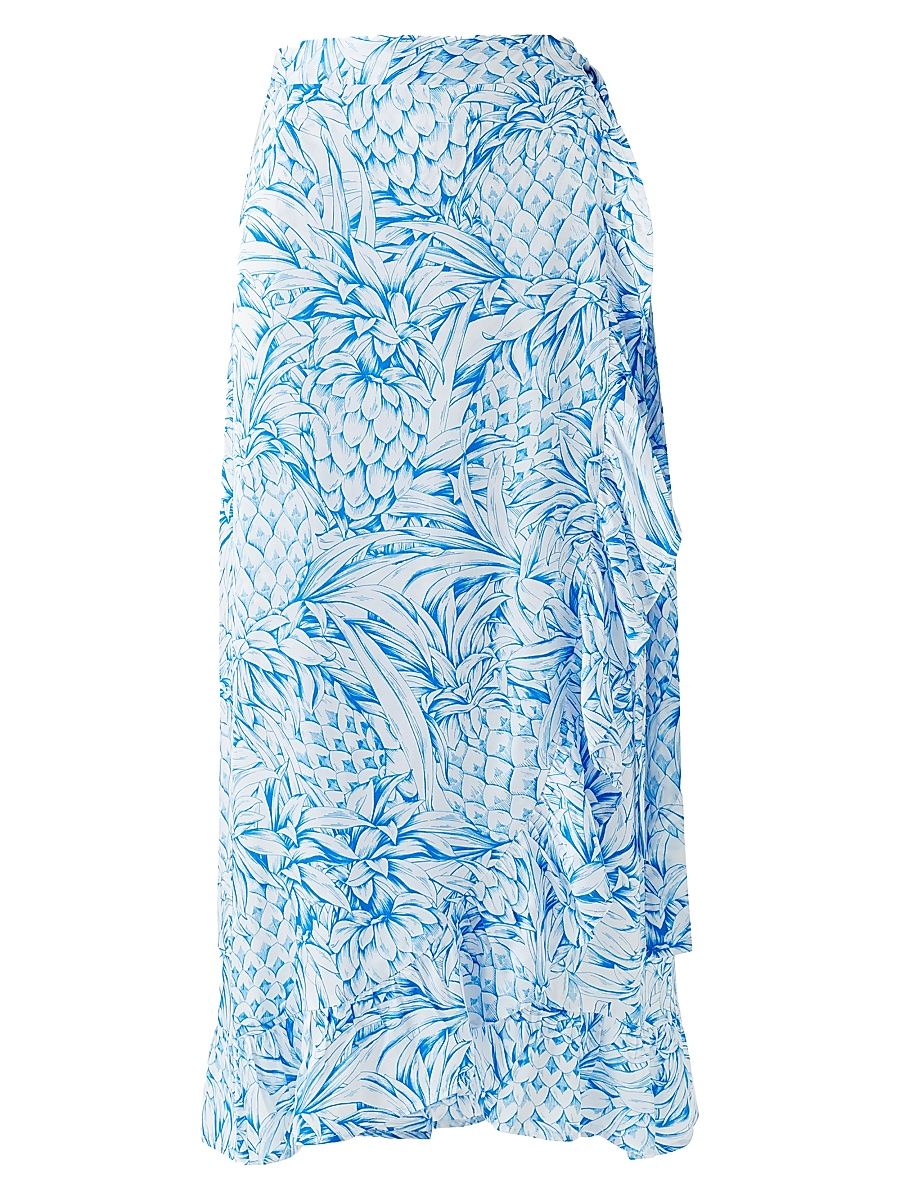 Women's Danni Wrap Midi-Skirt - Pineapples - Size Large