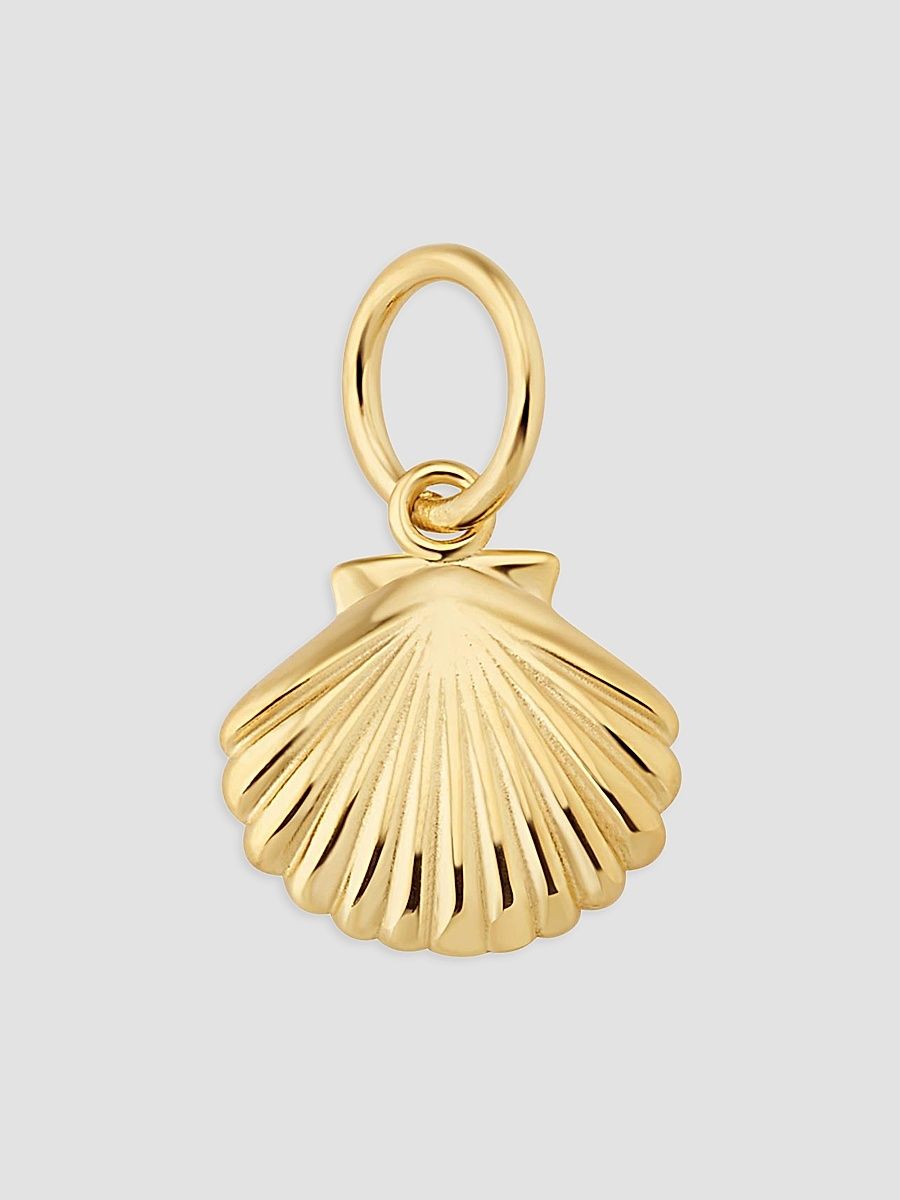 Women's 14K Yellow Gold Seashell Pendant Charm - Gold
