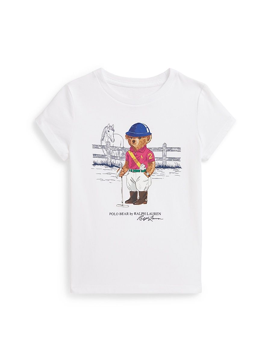 Little Girl's & Girl's Equestrian Polo Bear T-Shirt - White - Size 6