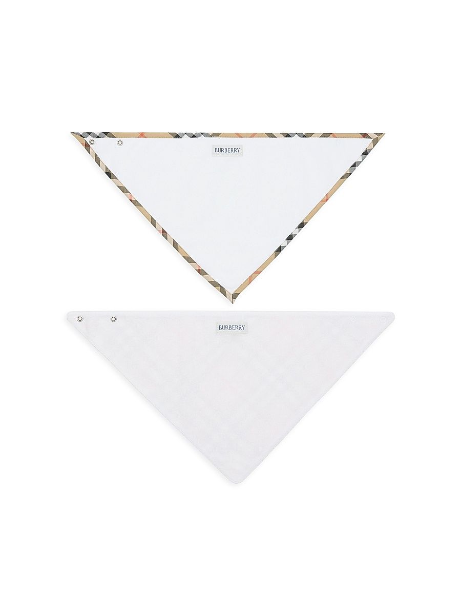 Baby's Check Cotton 2-Piece Bib Set - Ice Pink