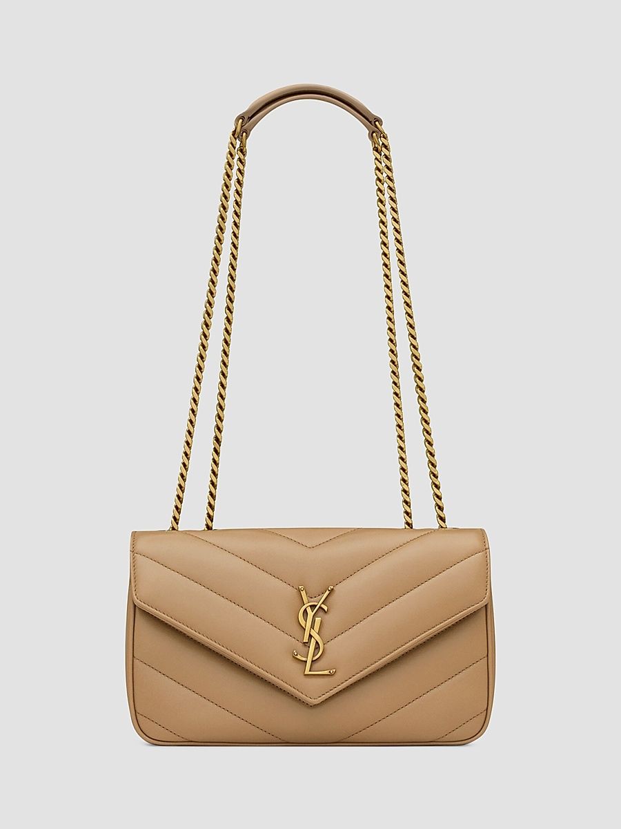 Saint Laurent Women's Loulou Small Shoulder Bag in Lambskin Leather - Natural Tan
