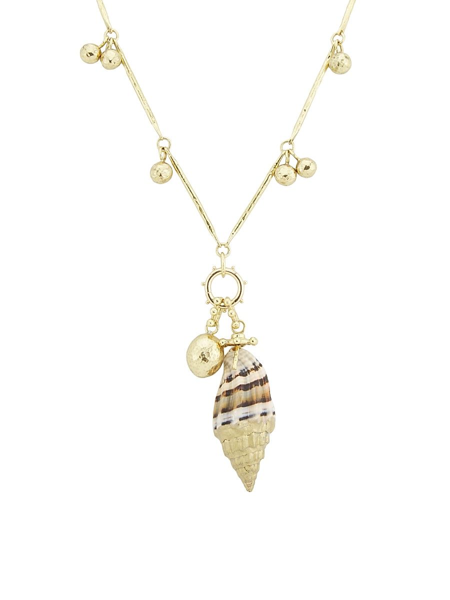 Women's Livia Goldtone & Spotted Jasper Shell Pendant Necklace - Jasper