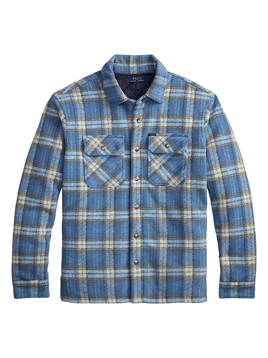 Men's Plaid Felted Wool Shirt - Blue Plaid Multi - Size XXL