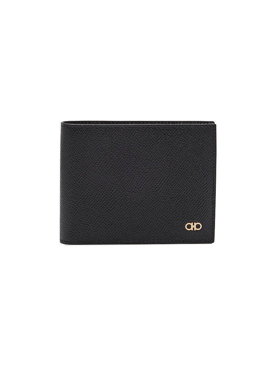 Men's Gancini Grain Leather Bifold Wallet - Black