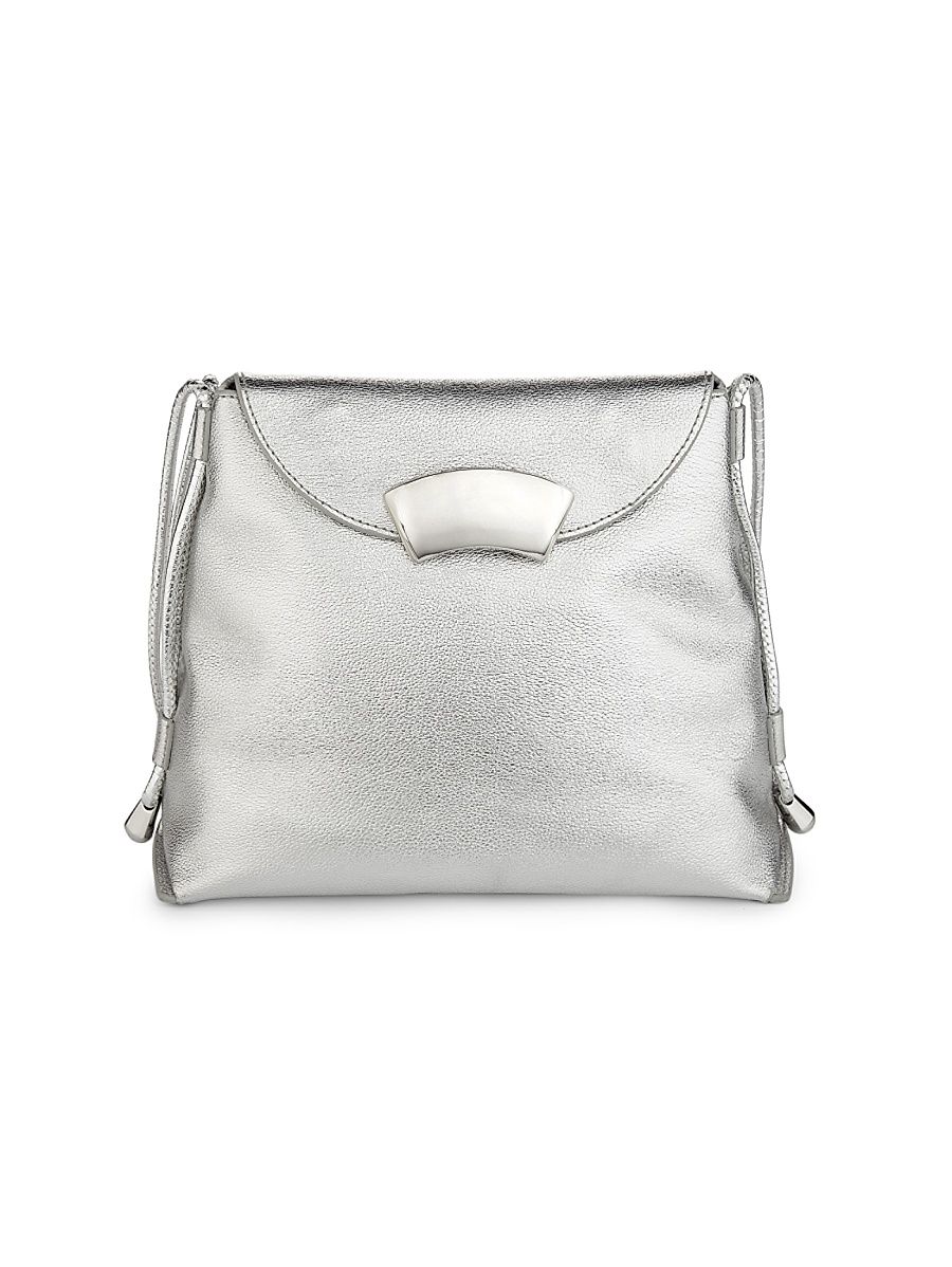 Women's ID Petite Leather Shoulder Bag - Silver