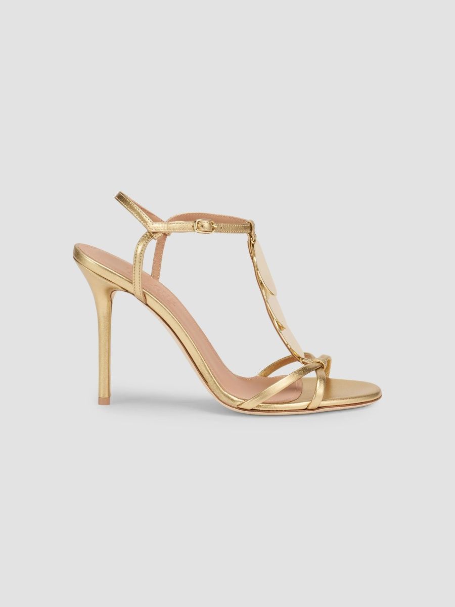 Malone Souliers Women's Kali 100MM Leather Stiletto Sandals - Antique Gold - Size 6