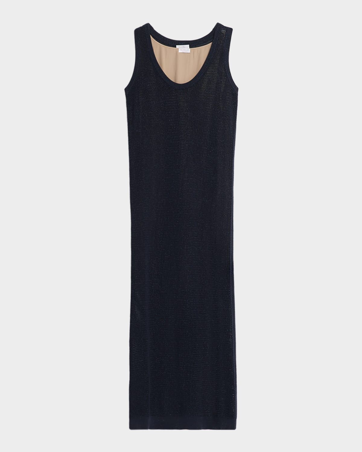 Metallic Textured Open Knit Ankle Tank Dress