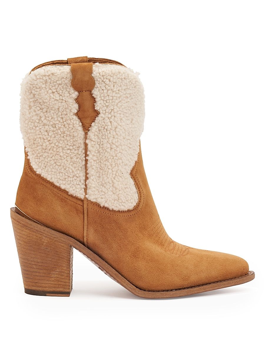 Women's Donna 90MM Shearling & Suede Ankle Boots - Cuoio - Size 10